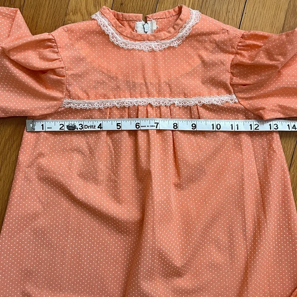 70s Vintage Handmade Girls Bicentennial Little House Prairie Dress & Bonnet